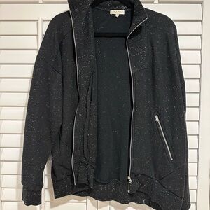 rag & bone Black Zip Up Sweater with Stand-Up Collar